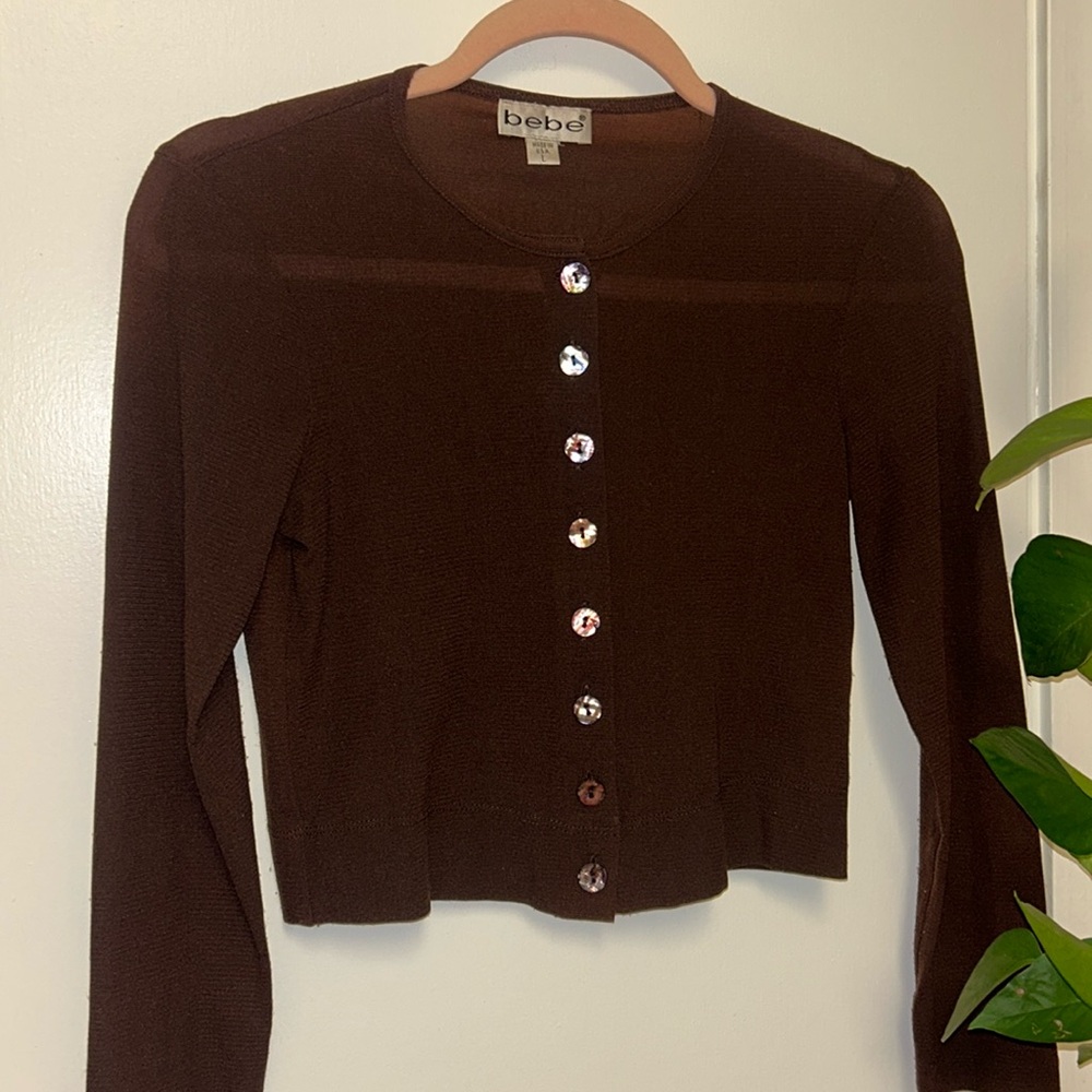 Bebe long sleeve sheer top